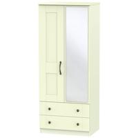 kingston cream wardrobe 2ft 6in 2 drawer with mirror