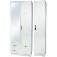 Kingston White Triple Wardrobe - Tall with Mirror and 2 Drawer