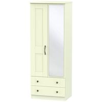 Kingston Cream Wardrobe - Tall 2ft 6in with 2 Drawer and Mirror