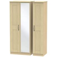 Kingston Light Oak Triple Wardrobe with Mirror