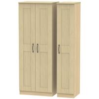 Kingston Light Oak Triple Wardrobe - Tall Plain