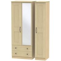 Kingston Light Oak Triple Wardrobe - Tall with 2 Drawer and Mirror