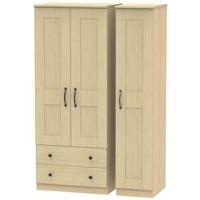 Kingston Light Oak Triple Wardrobe with 2 Drawer