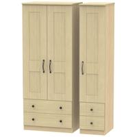 Kingston Light Oak Triple Wardrobe with Drawer