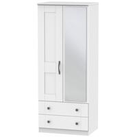 Kingston White Wardrobe - 2ft 6in 2 Drawer with Mirror