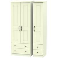 Kingston Cream Triple Wardrobe - Tall with Drawer