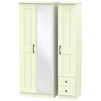 Kingston Cream Triple Wardrobe - Tall with Mirror and 2 Drawer