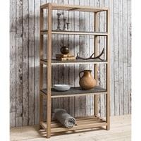 Kingsley Wooden Tall Display Unit In Concrete And Oak