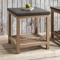 Kingsley Wooden Small Side Table In Concrete And Oak