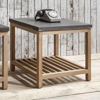 Kingsley Wooden Large Side Table In Concrete And Oak