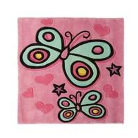 kiddy play butterfly pink square childrens rug rug size 90cm x 90cm 2  ...