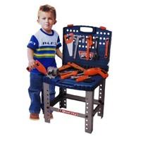 kids 69 piece toy tool kit play set portable folding work bench worksh ...