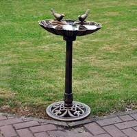 Kingfisher Traditional Bronze Effect Garden Outdoor Bird Bath Table Weatherproof