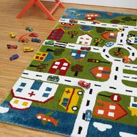 kids fun interactive multi play town map bedroom rug