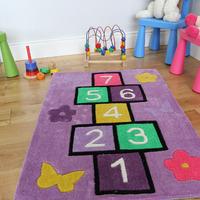 kids purple hopscotch fun learning play rug kiddy 70x100cm