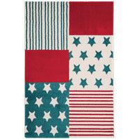 kids red blue stars stripes bedroom rug