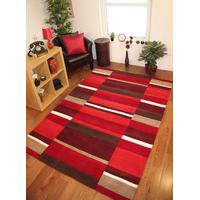 Kingston Rich Red, Burgundy & Brown Hand Tufted Thick Wool Rugs - 90x150cm