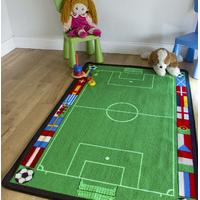 Kids Green Football Field Bedroom Mat