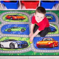 kids grey sports car bedroom mat