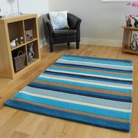 kingston blue cream heavy quality thick wool rugs 90x150cm