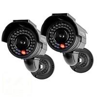 KingNEO 301S Outdoor Solar Power Dummy Security Camera Simulated Surveillance Camera with Flash LED 2pc Black
