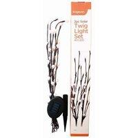 Kingavon Branded 2pc Solar Twig Light Set, 40 Led, White Ball