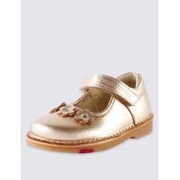 kids walkmates leather floral appliqu cross bar shoes