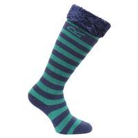 kids fur collar wellington sock green navy