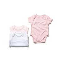 Kids Baby girls short sleeve cotton pale pink envelope neck popper comfort bodysuits - 3 pack - Pink