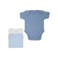 Kids Baby boy newborn cotton rich classic plain blue short sleeve basic bodysuits - 3 pack - Light Blue