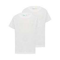 Kids unisex Pure cotton short sleeve crew neck p.e school polo t-shirts - 2 pack - White