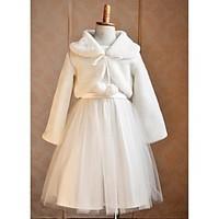 Kids Wraps Boleros/Capelets Long Sleeve Faux Fur/Tulle White