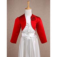 Kids\' Wraps Shrugs Long Sleeve Satin Red Wedding / Party/Evening Wide collar Flower(s) Open Front