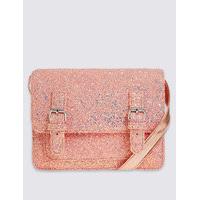 Kids Faux Leather Glitter Satchel