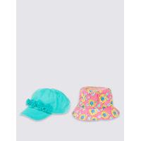 Kids 2 Pack Floral Hats