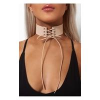 Kiki Beige Lace Up Choker