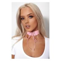 Kiki Pink Lace Up Choker