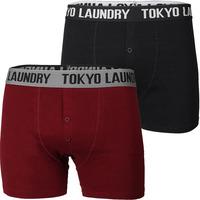 Kings Cross Boxer Shorts in Black / Oxblood - Tokyo Laundry