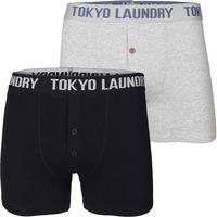 Kings Cross Boxer Shorts in Light Grey Marl / Navy - Tokyo Laundry