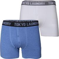 Kings Cross Boxer Shorts in Optic White / Blue Marl - Tokyo Laundry