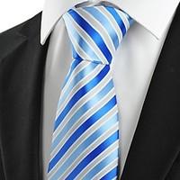 KissTies Men\'s Luxury Striped Royal Blue Microfiber Tie Necktie For Wedding Holiday With Gift Box