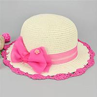 Kid\'s Cute Straw Bowknot Hat From 3 to 8 Years Old