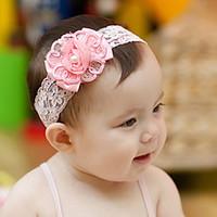 kids chiffon lace with pearls floral elastic headband