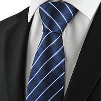 kissties mens tie dark blue striped check necktie weddingbusinessparty ...