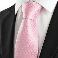 KissTies Men\'s Classic Pink Dot Microfiber Tie Necktie For Wedding Holiday Valentine With Gift Box