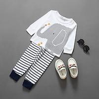 KIMOCAT Boy\'s Casual/Daily Striped Clothing SetCotton Spring / Fall White-tz792