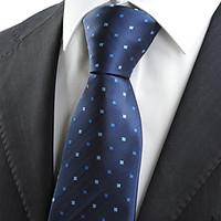 KissTies Men\'s Navy Dark Blue Flora Dot Necktie Wedding Formal Business Work Casual Tie With Gift Box