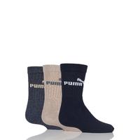 Kids 3 Pair Puma Plain Crew Sports Socks