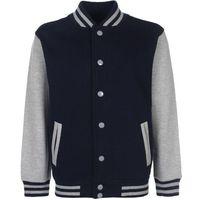 Kids Varsity Jacket - Navy And Heather Grey