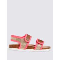 kids riptape glitter footbed sandals